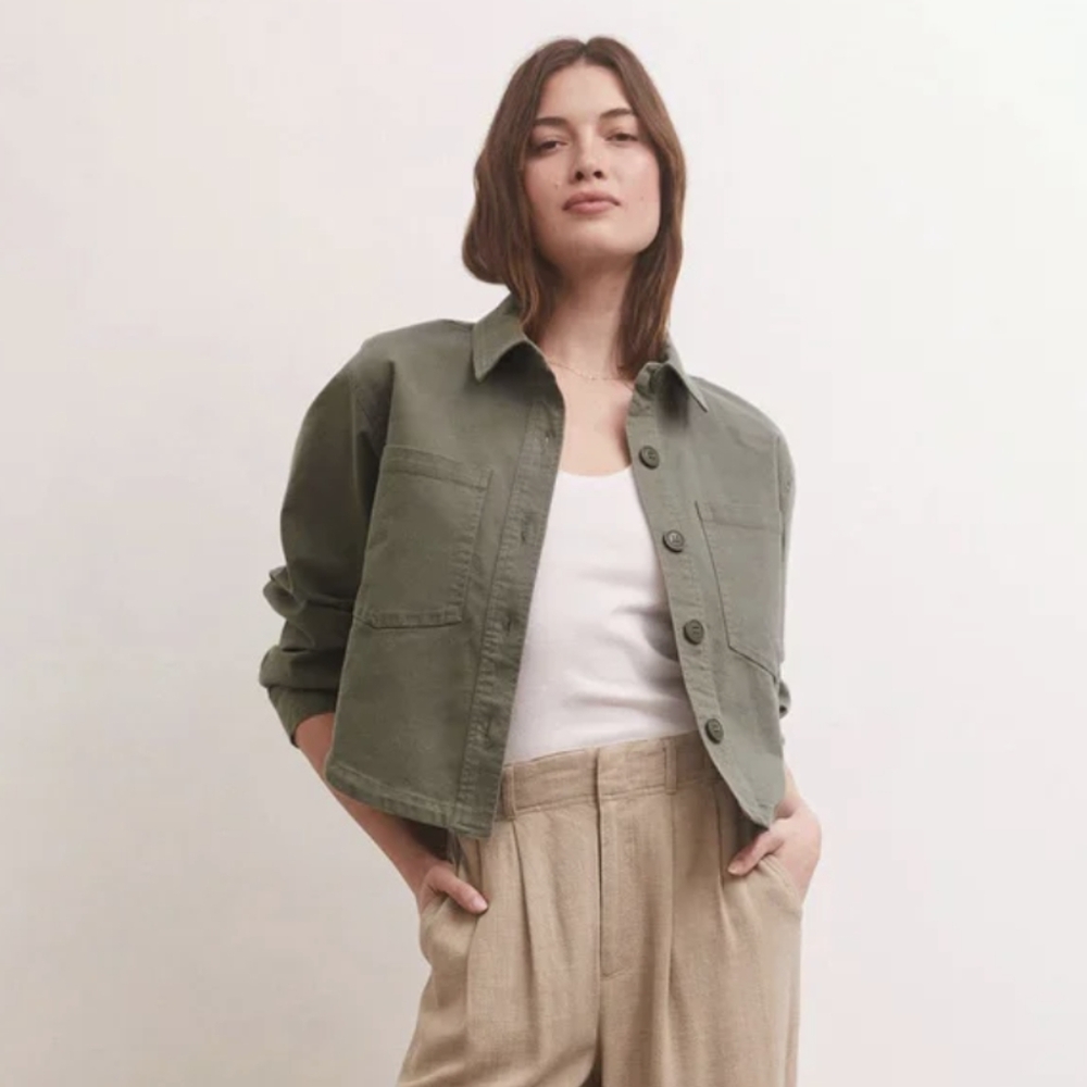 Z Supply Olive Green Cropped Utility Jacket